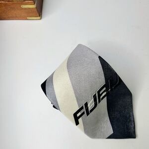 FUBU Collection 90s Y2K Vintage Made in USA Swirl Spell Out Silk Blend Tie